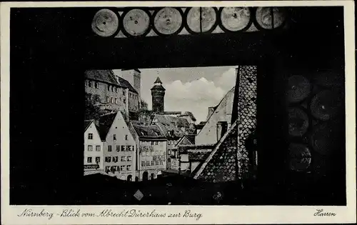 Ak Nürnberg in Mittelfranken, Blick vom Albrecht Dürerhaus zur Burg