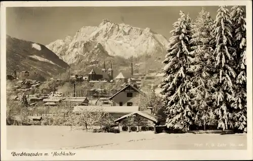 Ak Berchtesgaden in Oberbayern, Wintermotiv mit Ort u. Hochkalter