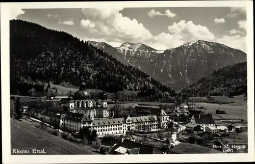 Ak Ettal Oberbayern, Kloster mit Umgebung