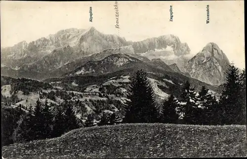 Ak Garmisch Partenkirchen in Oberbayern, Panorama vom Gschwandtnerbauer