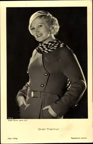 Ak Schauspielerin und Sängerin Gretl Theimer, Portrait