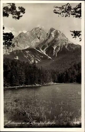 Ak Fernpass in Tirol, Mittersee, Wampeter Schrofen, Marienbergspitzen