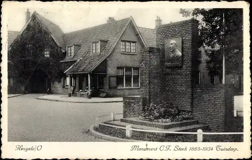 Ak Hengelo Overijssel Niederlande, Monument C.F. Stork 1865-1934 Tuindorp