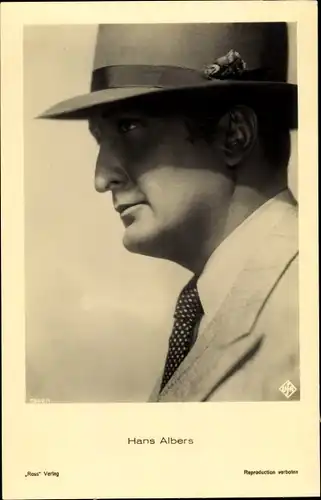 Ak Schauspieler Hans Albers, Portrait, Hut, Ross