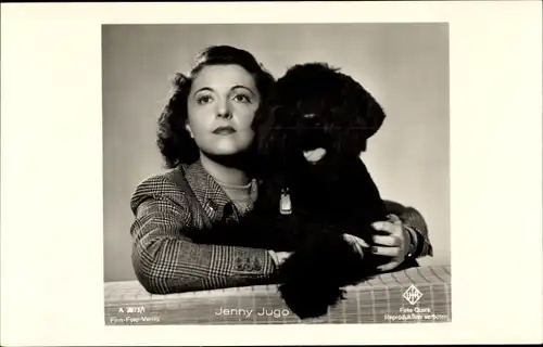 Ak Schauspielerin Jenny Jugo, Portrait mit Schnauzer, UFA Film A 3873 1