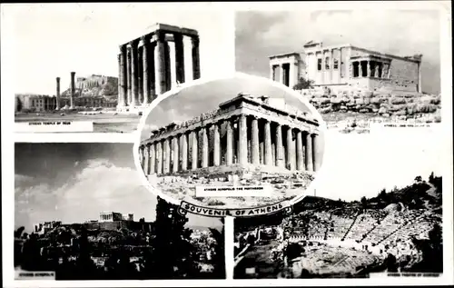 Ak Athen Griechenland, Parthenon, Freilichtbühne, Detailansichten