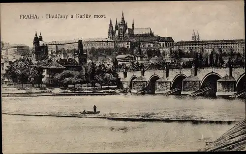 Ak Praha Prag Tschechien, Hradcany a Karluv most