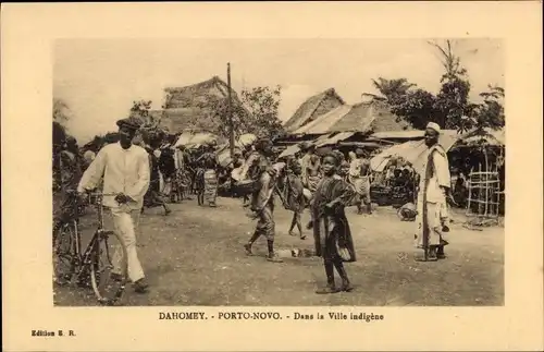 Ak Porto Novo Dahomey Benin, Dans la Ville indigene, Marktszene