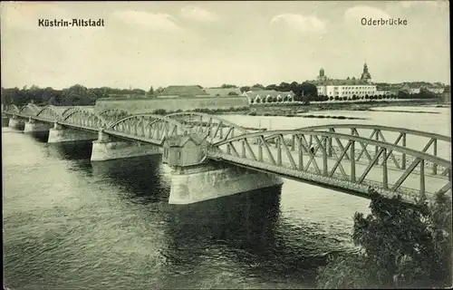 Ak Kostrzyn nad Odrą Cüstrin Küstrin Ostbrandenburg, Oderbrücke