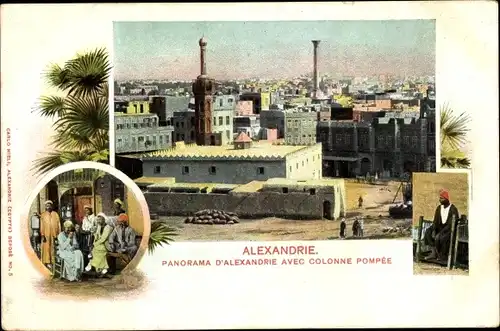 Ak Alexandria Ägypten, Panorama avec Colonne Pompee