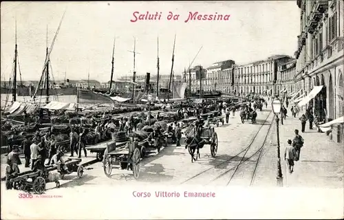 Ak Messina Sicilia Sizilien, Corso Vittorio Emanuele, Hafen