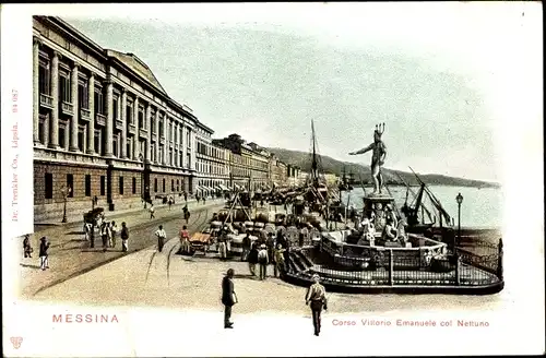 Ak Messina Sicilia Sizilien, Corso Vittorio Emanuele col Nettuno