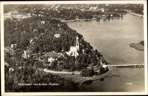 Ak Saltsjöbaden Schweden, Kyrkan, Luftaufnahme, Kirche