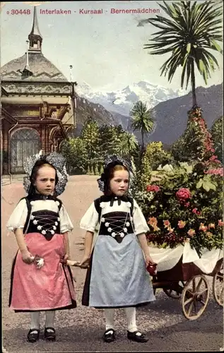 Ak Interlaken Kanton Bern Schweiz, Kursaal, Bernermädchen, Schweizerische Trachten