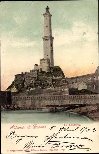 Ak Genova Genua Liguria, La Lanterna, Leuchtturm