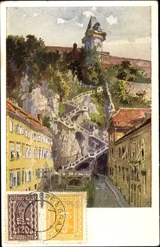 Künstler Ak Graz Steiermark, Schlossbergsteig