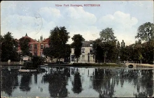 Ak Rotterdam Südholland Niederlande, Vijver Park Honingen