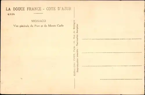 Ak Monaco, Vue generale du Port et le Monte Carlo