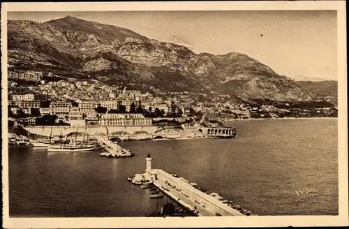 Ak Monte Carlo Monaco, Vue prise des Jardins de Monaco