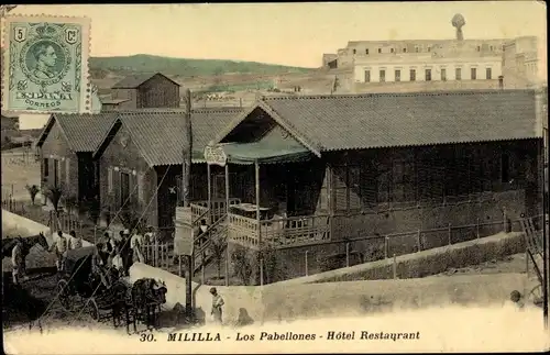 Ak Melilla Spanien, Los Pabellones, Hotel Restaurant