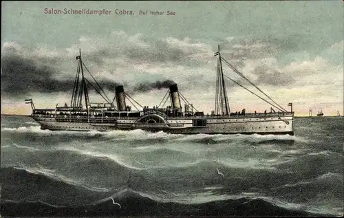 Ak Dampfer Cobra auf hoher See, HAPAG Seebäderdienst