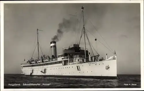 Ak Helgoland, Schnelldampfer Kaiser, HAPAG Seebäderdienst