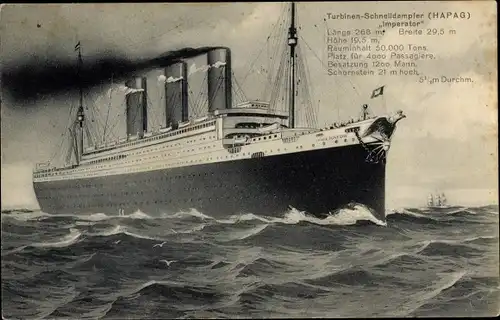 Ak Turbinen Schnelldampfer Imperator, HAPAG