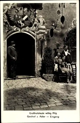 Ak Großholzleute Isny im Allgäu, Gasthof und Pension Zum Adler, Eingang