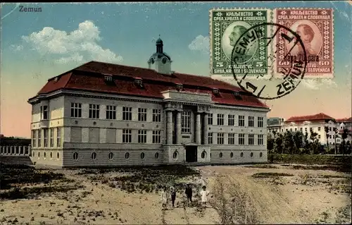 Ak Zemun Semlin Beograd Belgrad Serbien, Knabenschule