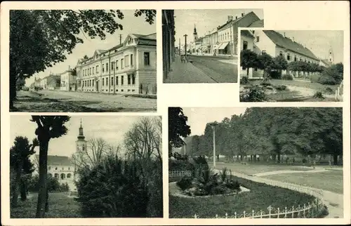Ak Nova Gradiška Kroatien, Ortsansichten, Park, Straßenpartie, Kirche