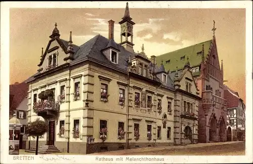 Ak Bretten in Baden Württemberg, Rathaus, Melanchthonhaus