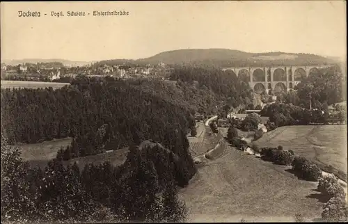 Ak Jocketa Pöhl Vogtland, Elstertalbrücke, Viadukt, Landschaft