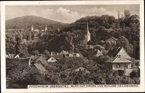 Ak Jugenheim an der Bergstrasse Hessen, Kirche, Schloss Heiligenberg