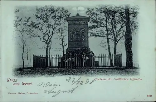 Ak Wesel am Niederrhein, Denkmal der Schillschen Offiziere