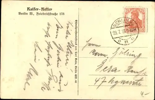 Ak Berlin, Kaiserkeller, Friedrichstraße 178, Remter