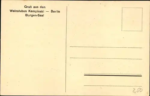 Ak Berlin Mitte, Weinstuben Kempinski, Burgen-Saal