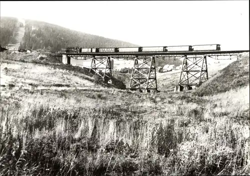 Ak Oberwiesenthal im Erzgebirge Sachsen, Schmalspurbahn Cranzahl Oberwiesenthal, Brücke