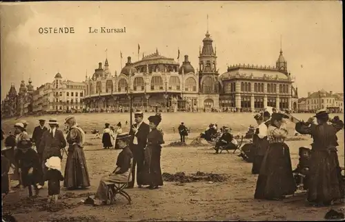 Ak Oostende Ostende Westflandern, Kursaal, Strandpartie