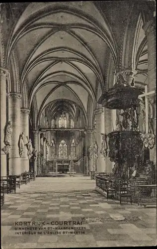 Ak Kortrijk Courtrai Westflandern, Interieur de l'Eglise St. Martin