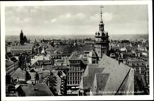 Ak Leipzig in Sachsen, Nikolaikirche, Blick auf die Stadt