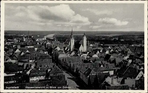 Ak Ingolstadt an der Donau Oberbayern, Gesamtansicht mit Blick zur Donau