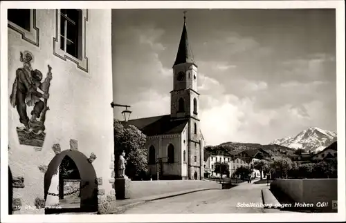 Ak Marktschellenberg Markt Schellenberg in Oberbayern, Ortspartie mit Kirche