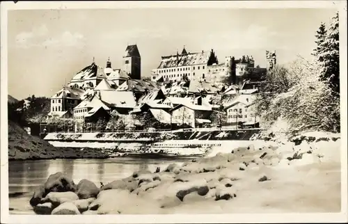 Ak Füssen im Ostallgäu, Teilansicht, Winter, Schnee