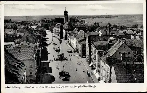 Ak Straubing an der Donau Niederbayern, Blick vom Stadtturm nach Westen, Jesuitenkirche