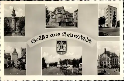 Ak Helmstedt, Lindenplatz, Zonengrenze, Rathaus, Juleum