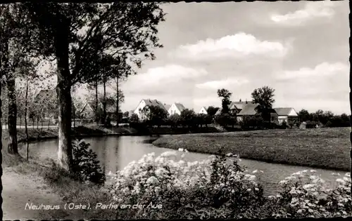Ak Neuhaus an der Oste, Partie an der Aue, Frühling
