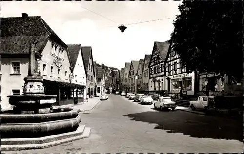 Ak Pottenstein in Oberfranken, Marktplatz mit Elisabethbrunnen, Geschäfte