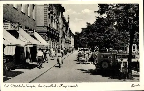 Ak Bad Wörishofen im Unterallgäu, Kurpromenade, Geschäfte, Passanten