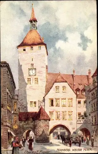 Künstler Ak Flower, Ch., Nürnberg, Weißer Turm, Tuck 661 B