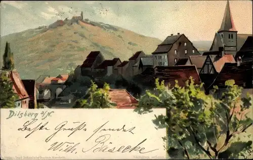 Künstler Litho Dilsberg Neckargemünd am Neckar, Teilansicht